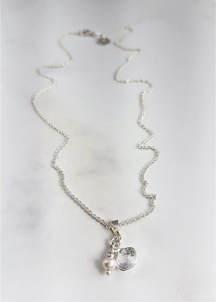 Halsband Silversnäcka & Vit Pärla